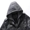 Maiyifu-GJ Camo Motorcycle Jacket for Men Faux Leather Windproof Moto Coat Vintage Bomber Hoodie with Removable Hood (Grey,Small) view 4