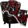 LEOSUCRE Sherpa Fleece Throw Blanket for Couch, Christmas Elk Snowflake Blanket Bed Throw Soft Baby Blanket All Season Plush Blankets for Sofa Bedroom Dcor 60x80in Red Black Checkered Plaid view 2