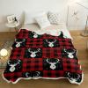 LEOSUCRE Sherpa Fleece Throw Blanket for Couch, Christmas Elk Snowflake Blanket Bed Throw Soft Baby Blanket All Season Plush Blankets for Sofa Bedroom Dcor 60x80in Red Black Checkered Plaid view 3