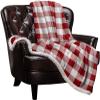 LEOSUCRE Sherpa Fleece Throw Blanket for Couch, Rural Checkered Blanket Bed Throw Soft Baby Blanket All Season Plush Blankets for Sofa Bedroom Dcor 40x50in Red and White view 2