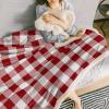 LEOSUCRE Sherpa Fleece Throw Blanket for Couch, Rural Checkered Blanket Bed Throw Soft Baby Blanket All Season Plush Blankets for Sofa Bedroom Dcor 40x50in Red and White view 4