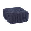 REDEARTH  Cube Low Pouf Foot Stool Ottoman - Hand Knitted Poof - Cord Boho Pouffe - Home Dcor - Stuffed Footrest for Living Room - Nursery - Bedroom - Patio (16" x 16" x 8") - Navy Blue view 1
