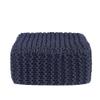 REDEARTH  Cube Low Pouf Foot Stool Ottoman - Hand Knitted Poof - Cord Boho Pouffe - Home Dcor - Stuffed Footrest for Living Room - Nursery - Bedroom - Patio (16" x 16" x 8") - Navy Blue view 4