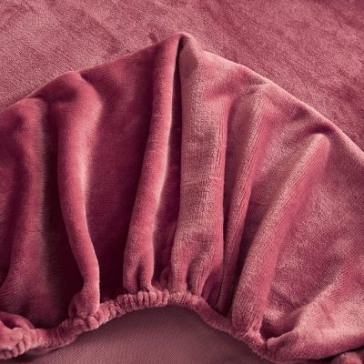 QQXX Velvet Fitted Sheet with 11.8''Deep Pocket, Shaggy Fuzzy Ultra Soft Sheet with Pillowcases, Winter Warm Elastic Bottom Fitted Sheet(120x200cm(47x79), Pink A)