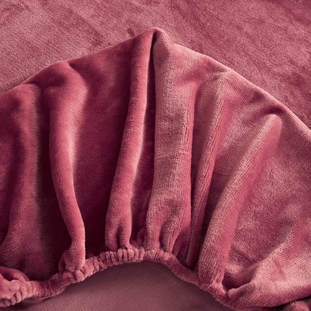 QQXX Velvet Fitted Sheet with 11.8''Deep Pocket, Shaggy Fuzzy Ultra Soft Sheet with Pillowcases, Winter Warm Elastic Bottom Fitted Sheet(120x200cm(47x79), Pink A)