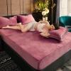QQXX Velvet Fitted Sheet with 11.8''Deep Pocket, Shaggy Fuzzy Ultra Soft Sheet with Pillowcases, Winter Warm Elastic Bottom Fitted Sheet(120x200cm(47x79), Pink A) view 4