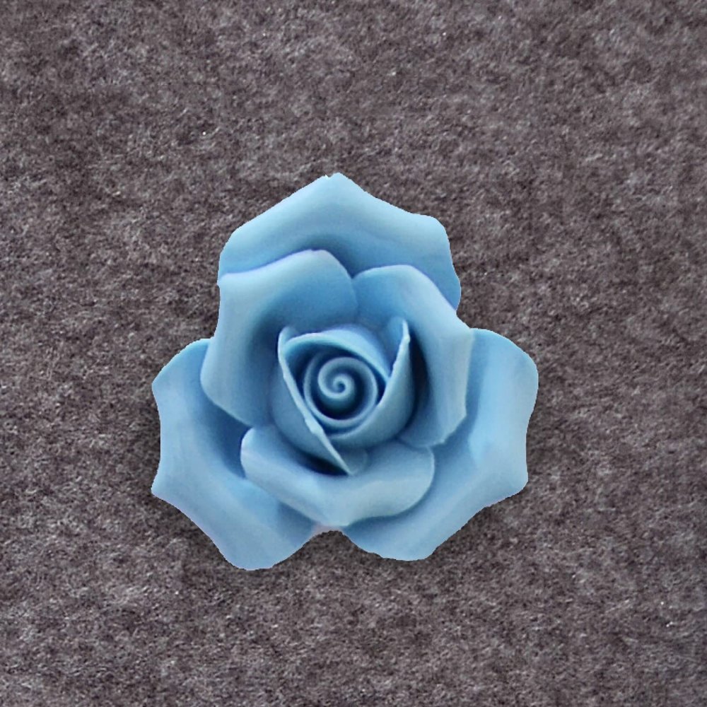 Ceramic Flower Blue Roses Handcrafted Sculpture 3D Wall Art Decor Home Living Room Office Wedding Gift