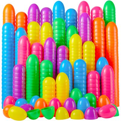 JOYIN 200 PCS 2.3" Easter Eggs, Empty Plastic Eggs Fillable Colorful Bright Eggshell Bulks for Easter Hunt, Filling Treats, Party Favor, Basket Stuffers, Classroom Prize Supplies