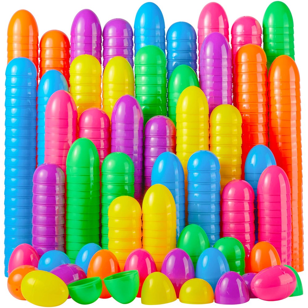 JOYIN 200 PCS 2.3" Easter Eggs, Empty Plastic Eggs Fillable Colorful Bright Eggshell Bulks for Easter Hunt, Filling Treats, Party Favor, Basket Stuffers, Classroom Prize Supplies