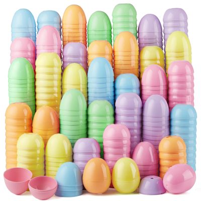 JOYIN 300PCS Pastel Easter Eggs, 2.3" Empty Plastic Eggs, Colorful Plastic Eggshell Bulks for Easter Hunt, Filling Treats, Party Favor, Easter Basket Stuffers, Classroom Prize Supplies