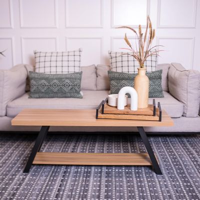 Bench for entryway - wood and metal entryway bench with shoe storage , modern indoor wooden benches with seat for bedroom farmhouse living & dining room , Rustic Oak (14.2 x 17.5 x 47 Inches)