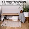 Bench for entryway - wood and metal entryway bench with shoe storage , modern indoor wooden benches with seat for bedroom farmhouse living & dining room , Rustic Oak (14.2 x 17.5 x 47 Inches) view 4