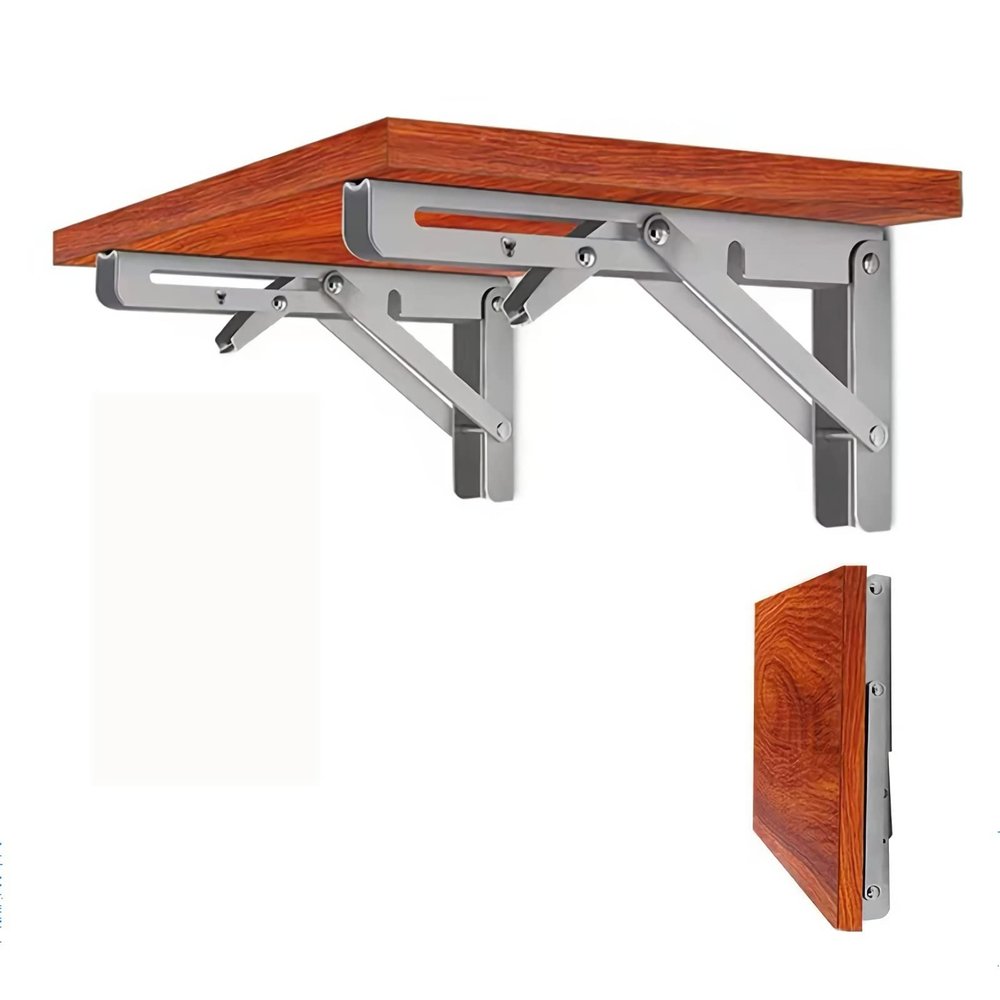 KATANFEI Wall Mounted Wood Floating Shelves, Foldable Farmhouse Storage Decor Shelves, Floating Shelf for Bedroom, Living Room, Book and Bathroom (Teak, 19.7 x 7.9in)