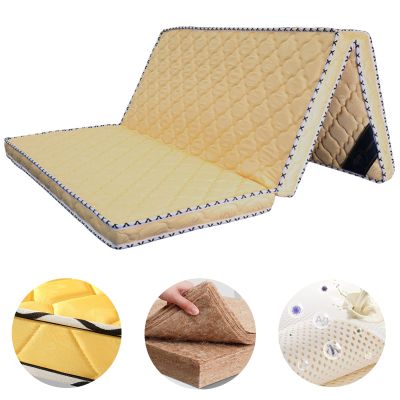 LZTENRETO Firm Coir Mattress, 3E Coconut Palm Mattress Pad, Quiet and Thick, Foldable in 6cm, 9cm, 11cm (Yellow-B, Twin 11cm)