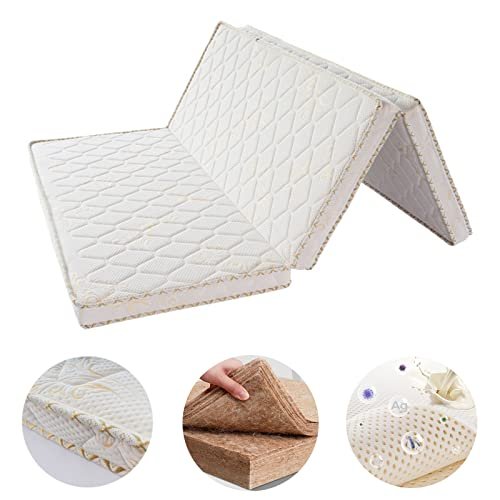 LZTENRETO Firm Coconut Coir Mattress, 3E Coconut Palm Mattress Pad, Thick Coir Mattress Pad in 6cm,9cm,11cm, Foldable (White, 120x190x9cm(47"x75"x3.5"))