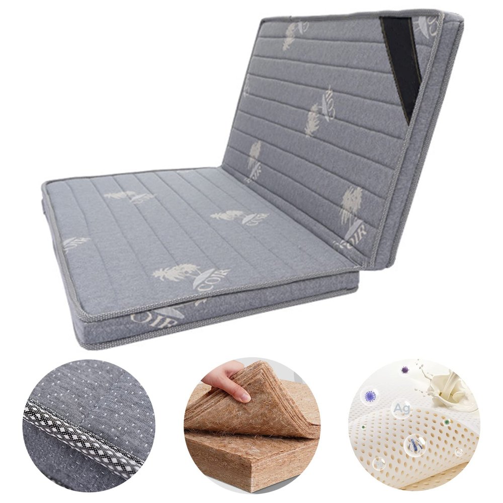 LZTENRETO Firm Coconut Coir Mattress, 3E Coconut Palm Mattress Pad, Quiet Thick Mattress Pad in 6cm,9cm,11cm, Foldable (Grey,Full 6cm)