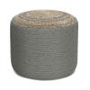 SIMPLIHOME Serena Contemporary Round Braided Pouf in Dove Grey Cotton for the Living Room, Bedroom and Kids Room view 1