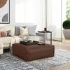 SIMPLIHOME Brody Extra Large Coffee Table Pouf - 36 inch Wide Upholstered Vegan Leather Square Ottoman in Distressed Dark Brown, Boho Footstool or Extra Seating for Living Room, Assembled view 2