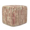 SIMPLIHOME Zoey Boho Cube Woven Pouf in Maroon Cotton and Wool for the Living Room, Bedroom and Kids Room view 1