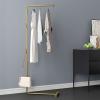 ARALEL Garment Rack Freestanding Metal Clothing Rack, Entryway Coats Hanger Stand with 3 Hooks, Space Saving Clothes Rail for Bedroom, Corner Coat Rack for Hanging Clothes,Gold view 2