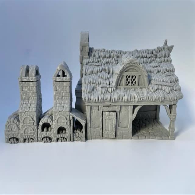 HERO Creations Bakery, Thatch Roof, 1:28 RPG Miniature Terrain