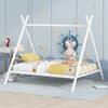 Quarte Kids Metal Floor House Bed with Slat with Roof,Full Size Tent Play Bed for Toddler Kids Teens Girls Boys Bedroom Use,No Box Spring Needed (White#d) view 1