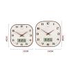 KIZQYN Wall Clocks Wall Clock - Silent Non-Ticking Wall Clocks Battery Operated - Modern Style Wooden Clock Decorative with Perpetual Calendar and Thermometer Display Decor Clock (Size : L) view 2