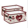 2 PCS Large Storage Baskets Bins Farmhouse Valentine's Collapsible Storage Box Laundry Organizer for Closet Shelf Nursery Kids Bedroom Red Saint Love-Tree Country Plaid Bird view 1