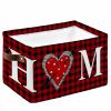 1 PC Large Storage Baskets Bins Red Love Collapsible Storage Box Laundry Organizer for Closet Shelf Nursery Kids Bedroom Valentine's Day Saint Country Rustic Plaid Black view 1