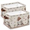 2 PCS Large Storage Baskets Bins Gnomes Coffee Collapsible Storage Box Laundry Organizer for Closet Shelf Nursery Kids Bedroom Retro Country Rustic Brown Buffalo Plaid view 1