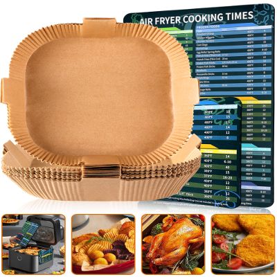 Air Fryer Disposable Paper Liner - 6.3Inch Square Non-Stick Parchment Paper, Oil-proof, Water-proof Cooking Baking Roasting Filter Paper for Air Fryers Basket, Microwave Oven, Frying Pan