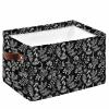 1 PC Large Storage Baskets Bins Black Florals Collapsible Storage Box Laundry Organizer for Closet Shelf Nursery Kids Bedroom Modern Minimalist Art Abstract Flowers view 1