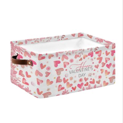 1 PC Large Storage Baskets Bins Vintage Valentines Love Collapsible Storage Box Laundry Organizer for Closet Shelf Nursery Kids Bedroom Spring Botanical Rose Flower