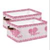 2 PCS Large Storage Baskets Bins Valentine's Day Collapsible Storage Box Laundry Organizer for Closet Shelf Nursery Kids Bedroom Abstract Pink Saint Love Heart Plaid Gradient Decor view 1