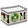 1 PC Large Storage Baskets Bins Farmhouse Leaves Collapsible Storage Box Laundry Organizer for Closet Shelf Nursery Kids Bedroom Country Rustic Flower Garland Plaid view 1