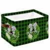 1 PC Large Storage Baskets Bins Green Plaid Collapsible Storage Box Laundry Organizer for Closet Shelf Nursery Kids Bedroom Country Leaves Flower Plaid Grey Garland view 1