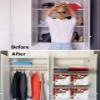 2 PCS Large Storage Baskets Bins Valentine's Day Collapsible Storage Box Laundry Organizer for Closet Shelf Nursery Kids Bedroom Retro Red Rose Flower Saint Spring view 3