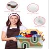 1 PC Large Storage Baskets Bins Modern Collapsible Storage Box Laundry Organizer for Closet Shelf Nursery Kids Bedroom Middle Century Abstract Geometric Olive Green view 4