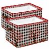 2 PCS Large Storage Baskets Bins Valentines Collapsible Storage Box Laundry Organizer for Closet Shelf Nursery Kids Bedroom Saint Spring Red Rose Love-Tree Buffalo Plaid Black view 1
