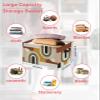 2 PCS Large Storage Baskets Bins Abstract Modern Collapsible Storage Box Laundry Organizer for Closet Shelf Nursery Kids Bedroom Farmhouse Brown Geometric Middle Century view 2