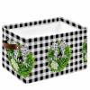 1 PC Large Storage Baskets Bins Grey Plaid Collapsible Storage Box Laundry Organizer for Closet Shelf Nursery Kids Bedroom Farmhouse Green Garland Plant Floral view 1