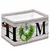 1 PC Large Storage Baskets Bins Farmhouse Collapsible Storage Box Laundry Organizer for Closet Shelf Nursery Kids Bedroom Grey Woodgrain Green Garland Plaid view 1