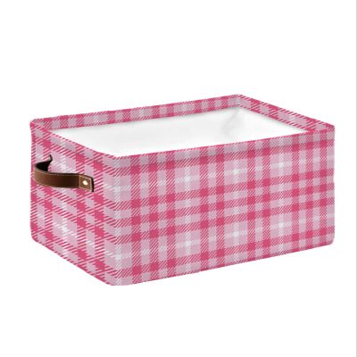 1 PC Large Storage Baskets Bins Valentine's Day Collapsible Storage Box Laundry Organizer for Closet Shelf Nursery Kids Bedroom Saint Pink Country Rustic Lattice