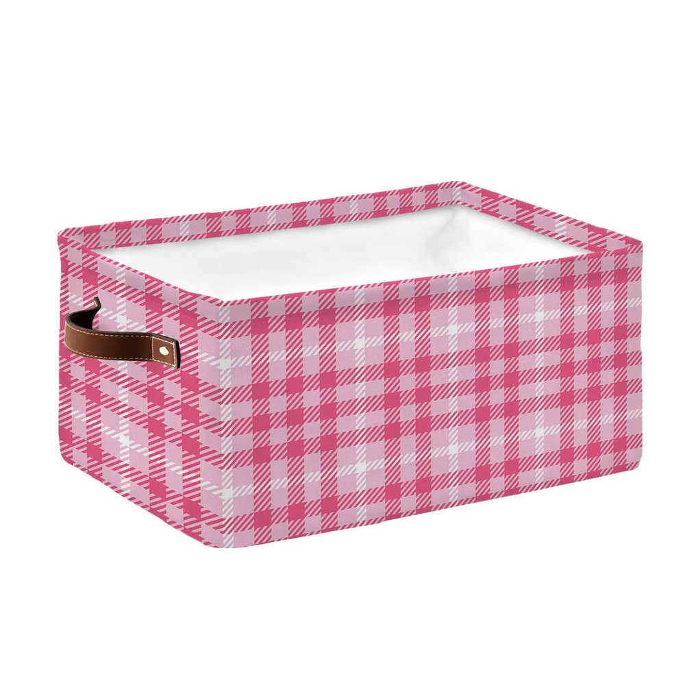 1 PC Large Storage Baskets Bins Valentine's Day Collapsible Storage Box Laundry Organizer for Closet Shelf Nursery Kids Bedroom Saint Pink Country Rustic Lattice