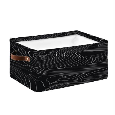 1 PC Large Storage Baskets Bins Black Abstract Collapsible Storage Box Laundry Organizer for Closet Shelf Nursery Kids Bedroom Modern Geometric Minimalist Stripes