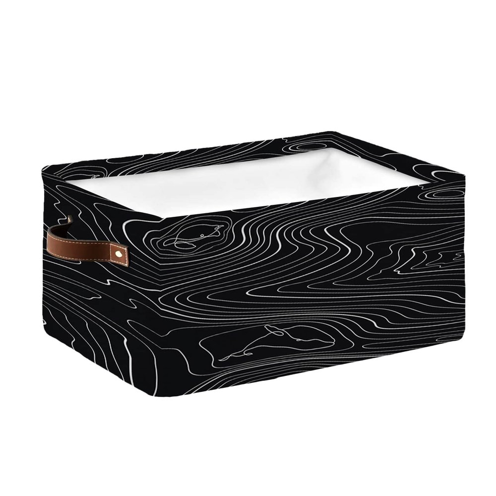 1 PC Large Storage Baskets Bins Black Abstract Collapsible Storage Box Laundry Organizer for Closet Shelf Nursery Kids Bedroom Modern Geometric Minimalist Stripes
