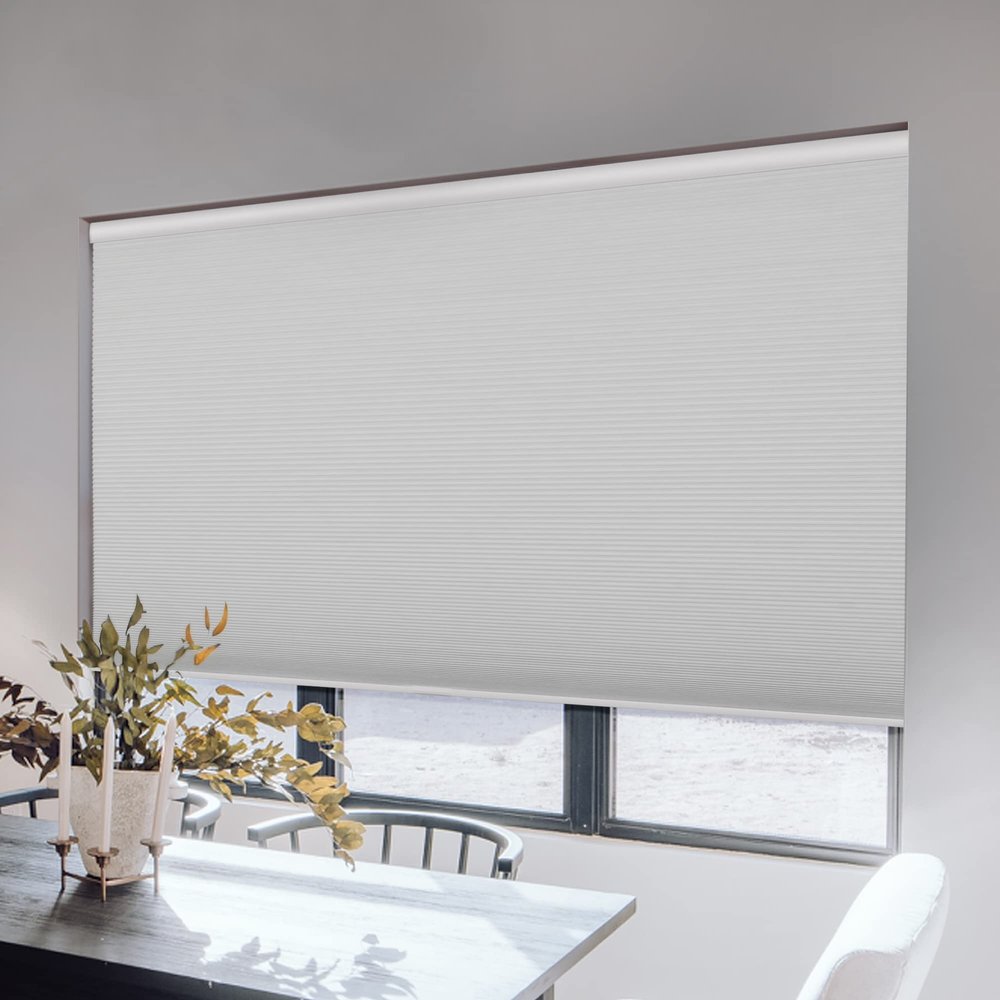 Sulugood Blackout Cellular Shades Cordless Room Darkening Cellular Blinds Thermal Insulated Honeycomb Blinds for Windows, White, 27.5" W x 72" H