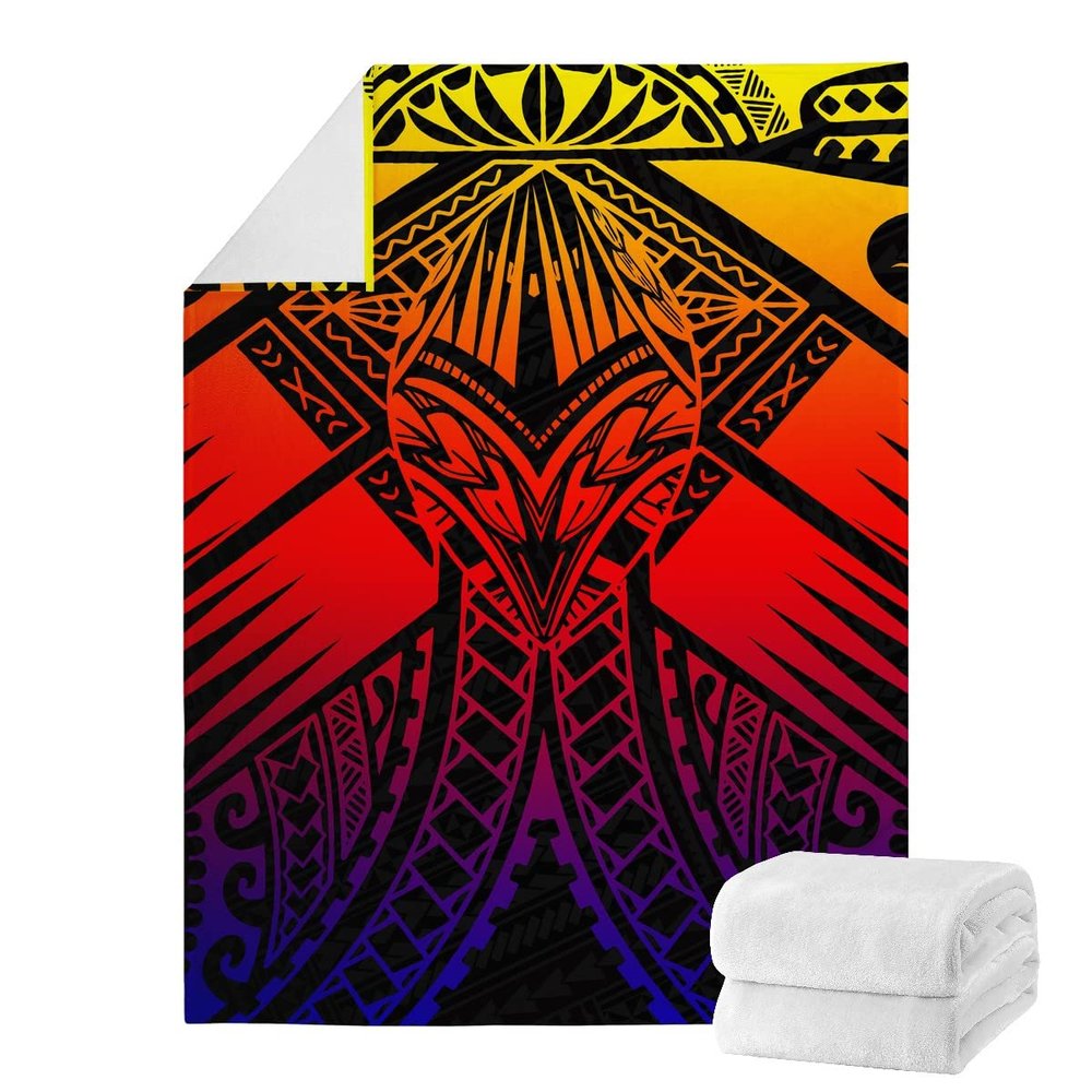 Custom Logo Super Soft Micro Plush Flannel Fleece Throw Blanket Hawaiian Blanket Polynesian Printed Custom Print Throw Blanket