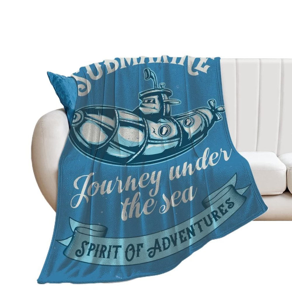 Blanket Throw Submarine Fousney Undes The Sea Spirit of Adventures Flannel Warm Soft Comfortable Fluffy Plush Blankets Living Room Couch Sofa Bed Bedroom Decoration Home Decor 60"*80"150 * 200cm