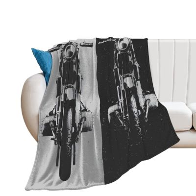 Blanket Throw Retro Two Motorcycles Flannel Warm Soft Comfortable Fluffy Plush Blankets Living Room Couch Sofa Bed Bedroom Decoration Home Decor 60"*80"150 * 200cm